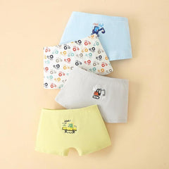 4-Piece Children’s Lycra Cotton Boxer Briefs Set for Boys and Girls, Series 1