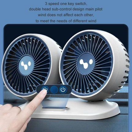 Car Dual Head USB Fan For Backseat Cooling And Comfort - dual-head adjustable backseat fan with three-speed control and independent switches