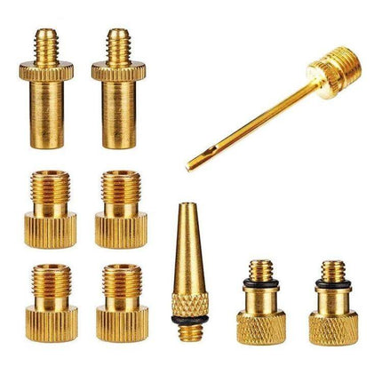 Bicycle Valve Adapter Set for Pumps Universal Fit Kit copper and plastic adapters for bike, car, and sports inflators