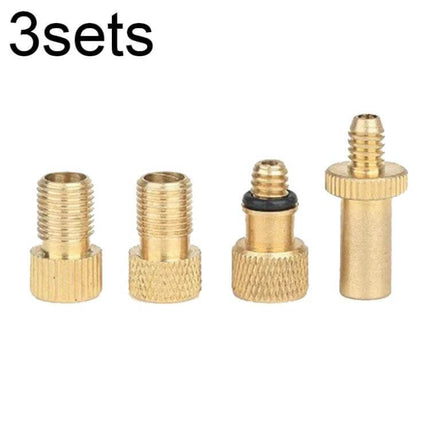 Bicycle Valve Adapter Set for Pumps Universal Fit Kit copper adapters for Presta to Schrader and pump compressors, 3 sets