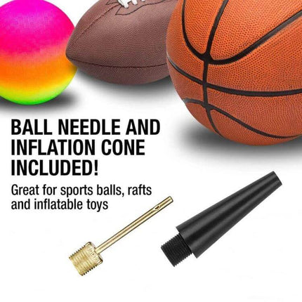 Bicycle Valve Adapter Set for Pumps Universal Fit Kit showing copper needle and black inflation cone with sports balls