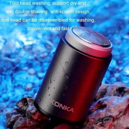 KONKA Mini Portable Razor Waterproof For Outdoor Use - compact waterproof USB razor with detachable washable floating three-piece cutter head