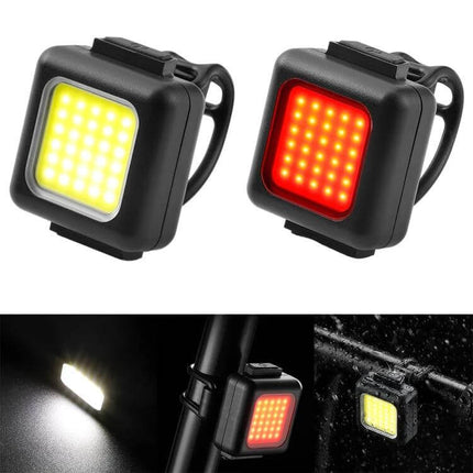 COB Lamp Beads Mini Mountain Bike Light Waterproof compact waterproof COB LED bike light with yellow front and red rear modes, strap mount