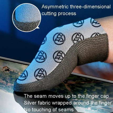Finger Covers for Everyday Mobile Gaming Convenience — textured silver fabric thumb cover for improved grip and precision on touchscreen devices
