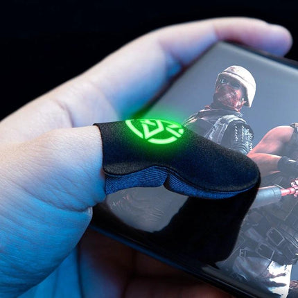Finger Covers for Everyday Mobile Gaming Convenience on thumb with touchscreen shooter game for improved control and anti-slip