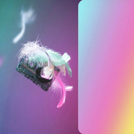 Gradient Background Paper for Portrait Photography, 106x144cm with pastel gradient and floating cassette prop for product and portrait setups