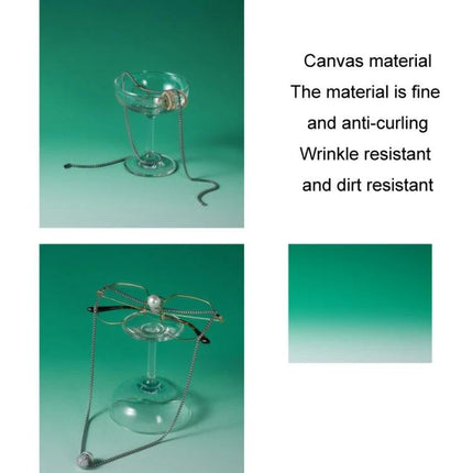 Gradient Background Paper for Portrait Photography, 106x144cm green-to-white canvas backdrop with glass and jewelry props