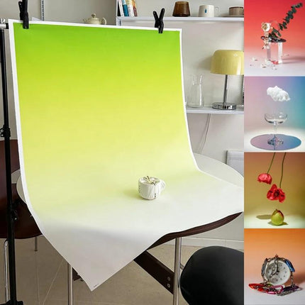 Gradient Background Paper for Portrait Photography, 106x144cm green-to-white backdrop for product and portrait shoots