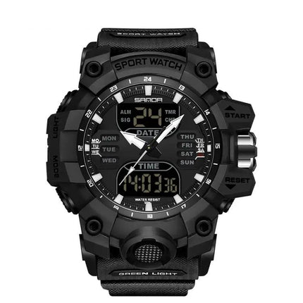 SANDA Digital Sports Watch Green Backlight Alarm Waterproof | Syndmart