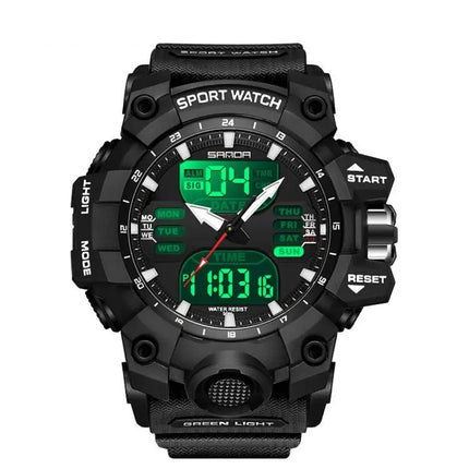 SANDA Digital Sports Watch Green Backlight Alarm Waterproof | Syndmart