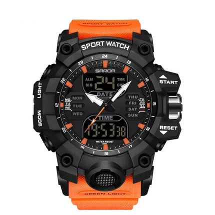 SANDA Digital Sports Watch Green Backlight Alarm Waterproof | Syndmart