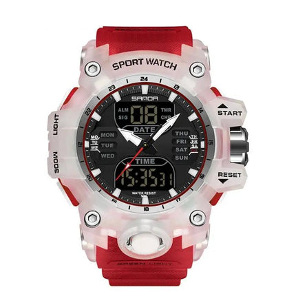 SANDA Digital Sports Watch Green Backlight Alarm Waterproof | Syndmart