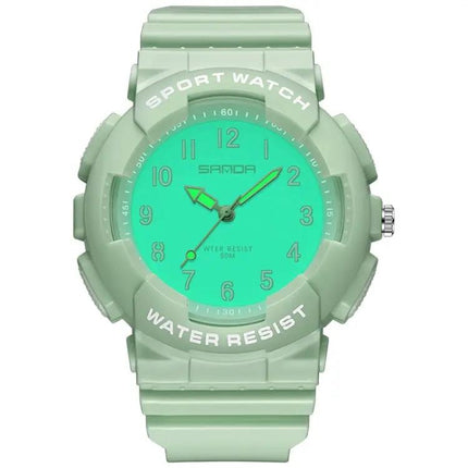 SANDA Small Waterproof Luminous Student Watch TPU Strap | Syndmart