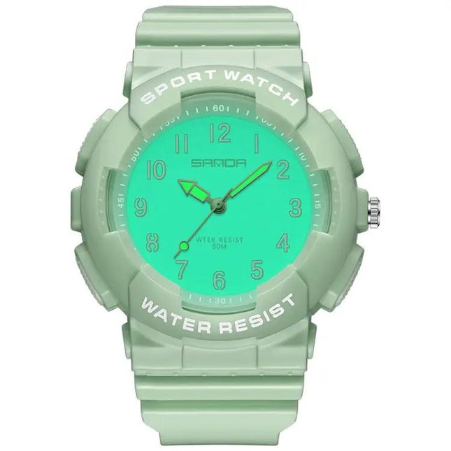SANDA Small Waterproof Luminous Student Watch TPU Strap | Syndmart