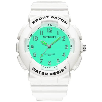 SANDA Small Waterproof Luminous Student Watch TPU Strap | Syndmart