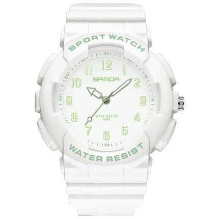 SANDA Small Waterproof Luminous Student Watch TPU Strap | Syndmart
