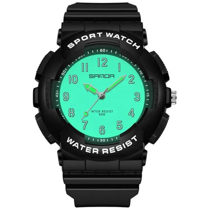 SANDA Small Waterproof Luminous Student Watch TPU Strap | Syndmart