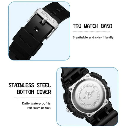 SANDA Small Waterproof Luminous Student Watch TPU Strap | Syndmart