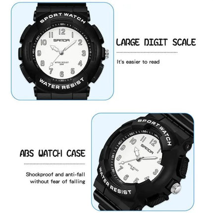SANDA Small Waterproof Luminous Student Watch TPU Strap | Syndmart