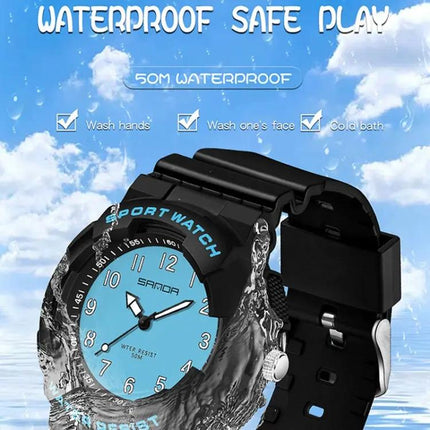 SANDA Small Waterproof Luminous Student Watch TPU Strap | Syndmart