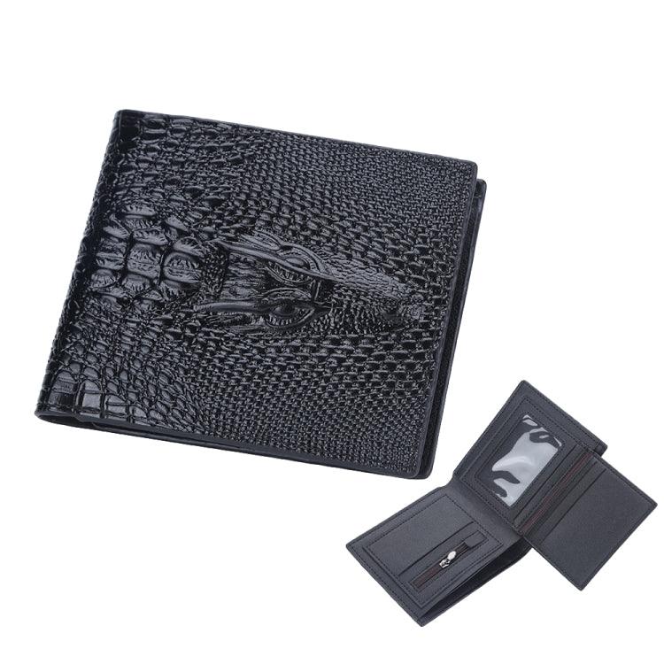 Vintage Crocodile Print Men's Short Wallet with Multi-card Slots and Coin Purse Feature