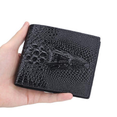 Vintage Crocodile Print Men's Short Wallet with Multi-card Slots and Coin Purse Feature