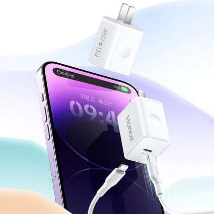 ROMOSS Charger for Daily Phone Use at Home or Travel - compact white wall USB charger powering smartphone on the go