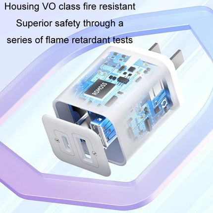 ROMOSS Charger for Daily Phone Use at Home or Travel - compact white dual-port USB wall charger with visible internal circuit board