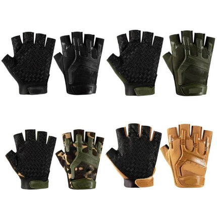 Outdoor Sports Non Slip Silicone Half Finger Gloves For Phone Grips - pack of various color half-finger anti-slip gloves for cycling and hiking
