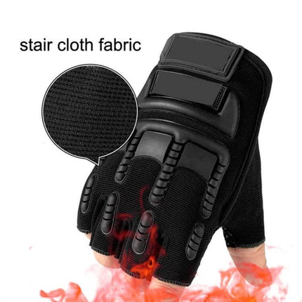 Outdoor Sports Non Slip Silicone Half Finger Gloves For Phone Grips - black non slip tactical half-finger gloves with 3D grip particles and wrist strap