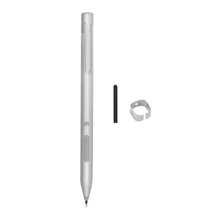 Capacitive Stylus Pen for Microsoft Surface with Silver Option shown with replacement nib and clip for precise note-taking and sketching