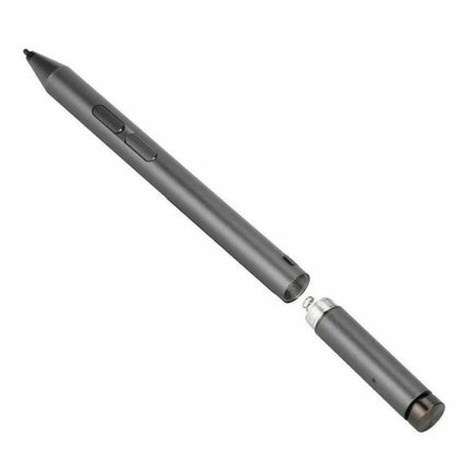 Bluetooth Stylus for Writing and Sketching on Lenovo Devices - slim gray pen with two buttons and detachable tip cap