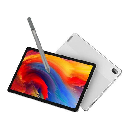 Aluminum Alloy USI Stylus for Laptop Touch Screens hovering over tablet, durable wear-resistant tip for precise drawing and note-taking