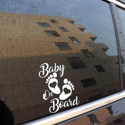 Reflective Baby On Board Car Stickers Set Of 10, 12.2x17.5 cm white baby feet decal on car window promoting safer driving and night visibility