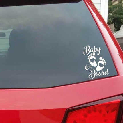 Reflective Baby On Board Car Stickers Set Of 10, 12.2x17.5 cm - reflective white baby footprint decal on red car rear window for night visibility