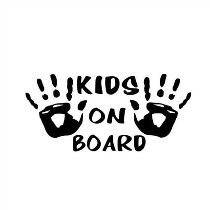 Reflective Kids On Board Car Stickers Set of 10, 9.5x17cm - black handprint kids on board reflective car decal for increased visibility