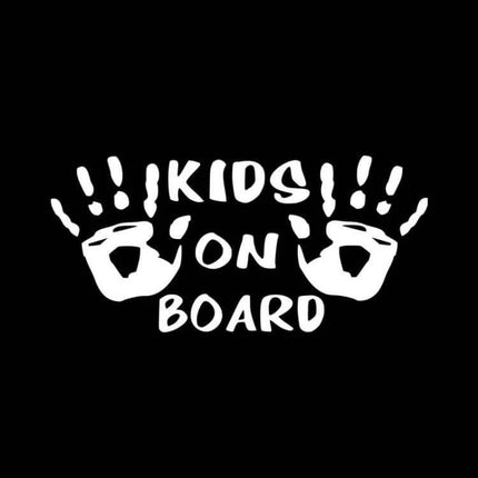 Reflective Kids On Board Car Stickers Set of 10, 9.5x17cm white handprint design for vehicle visibility, outdoor PET material, low-light safety