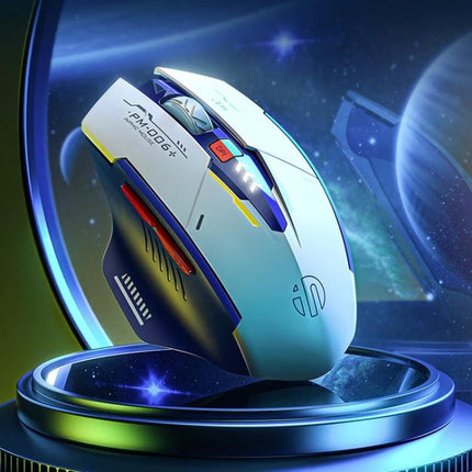 Inphic F9 Mecha Wireless Mouse for Office and Gaming Use – white ergonomic silent-click gaming and office mouse with adjustable DPI and optical tracking