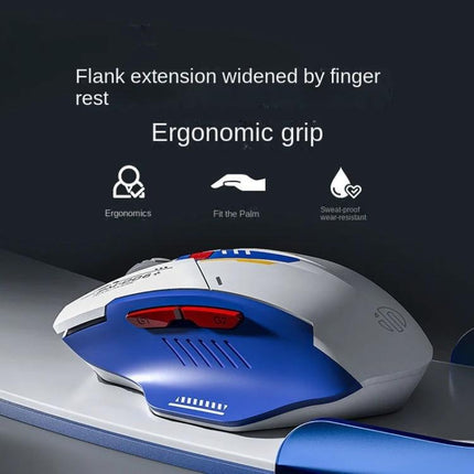 Inphic F9 Mecha Wireless Mouse for Office and Gaming Use ergonomic blue-white wireless mouse with silent clicks and adjustable DPI for office and gaming