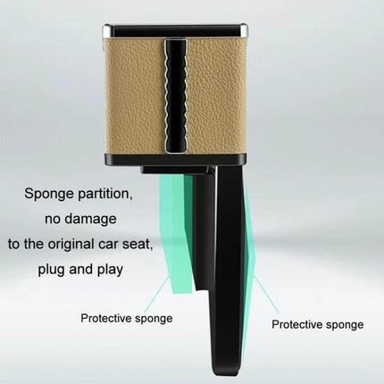 Car Seat Gap Storage Box With USB Charger In Black showing protective sponge partition and plug-and-play installation