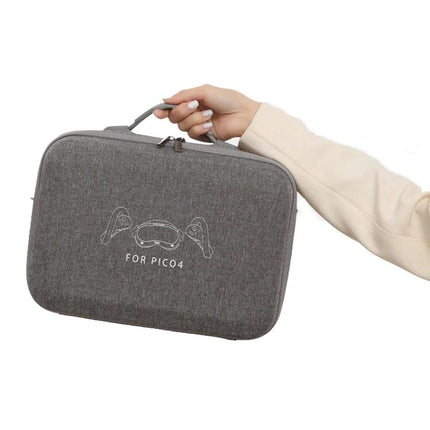 Hard Shell Messenger Bag for PICO 4 VR Storage Protection - gray hard-shell carrying case with handle for PICO 4 headset