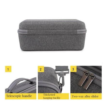 Hard Shell Messenger Bag for PICO 4 VR Storage Protection - grey hard-shell messenger case with telescopic handle, hanging buckle, and two-way alloy zipper
