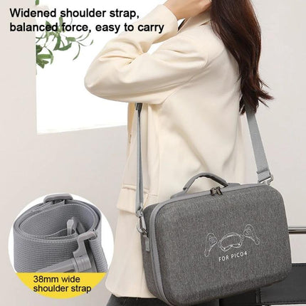 Hard Shell Messenger Bag for PICO 4 VR Storage Protection – gray hard shell messenger bag with widened shoulder strap and 1:1 mold fit