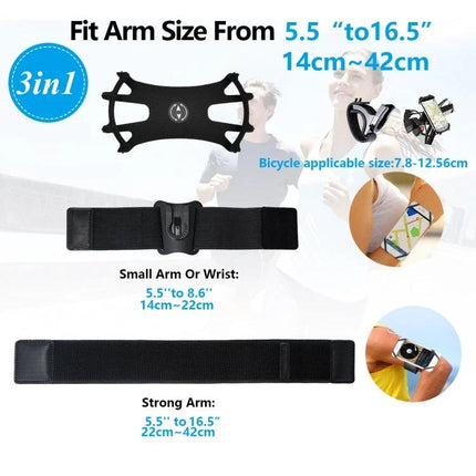 Armband Phone Holder For Sports, Fits 4.5-7 Inch Phones, 3-In-1 Design For Running And Cycling - adjustable 14–42cm arm strap for running cycling gym