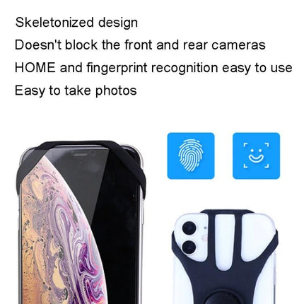 Armband Phone Holder For Sports, Fits 4.5-7 Inch Phones, 3-In-1 Design For Running And Cycling - skeletonized strap shows camera access and fingerprint friendly