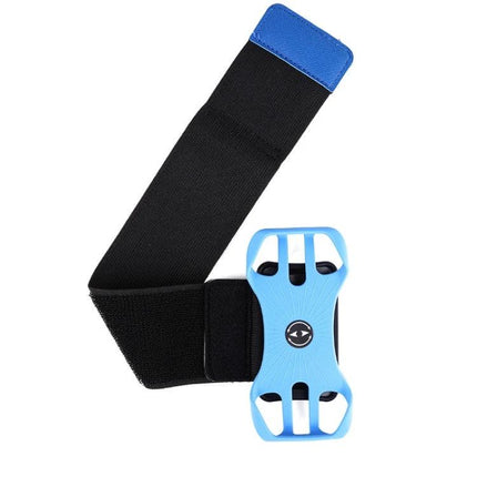 Sports Arm Bag For 4.5-7 Inch Phones, blue silicone phone holder with black adjustable armband for running and cycling