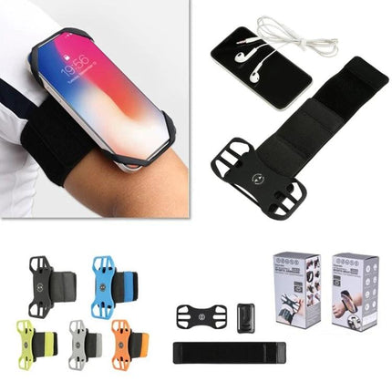 Sports Arm Bag For 4.5-7 Inch Phones secured on arm with detachable strap, compatible with most smartphones and earbuds