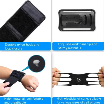Sports Arm Bag For 4.5-7 Inch Phones - black nylon hook & loop armband with detachable buckle for running and cycling
