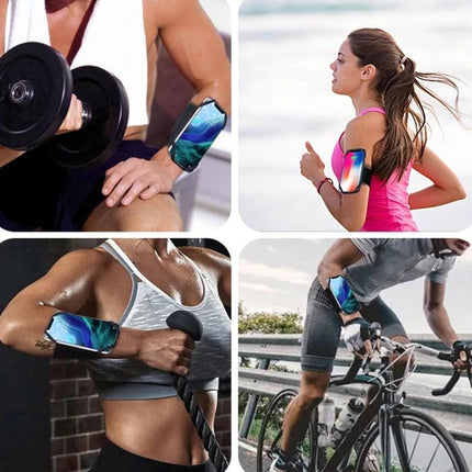 Sports Arm Bag For 4.5-7 Inch Phones worn by runners, cyclists and gym users for hands-free phone access