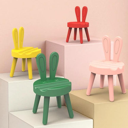 Cartoon Rabbit Chair Shaped Desktop Phone Holder for Everyday Use - colorful rabbit-ear phone stand in green, pink, yellow and red, adjustable angles